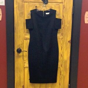 Calvin Klein Black Cold Shoulder Bodycon Midi Dress
